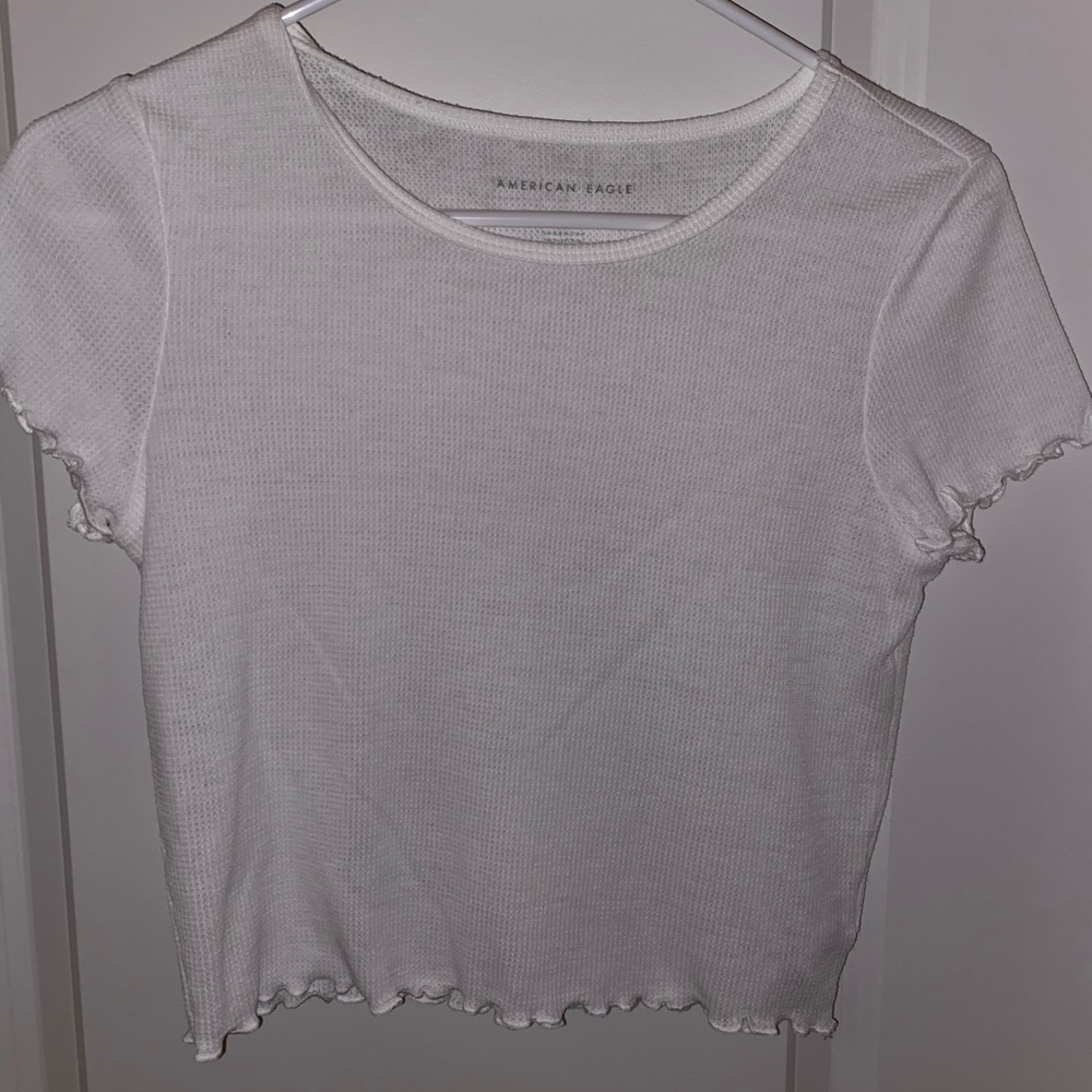 American Eagle waffle lettuce edge crop top